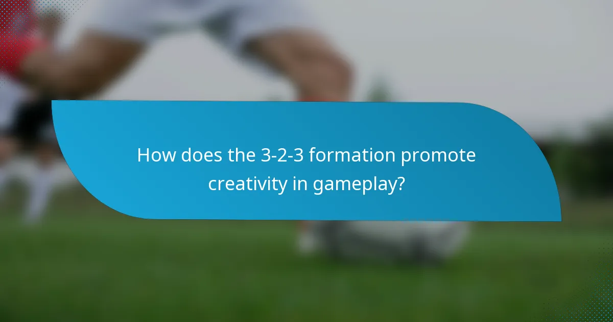 How does the 3-2-3 formation promote creativity in gameplay?