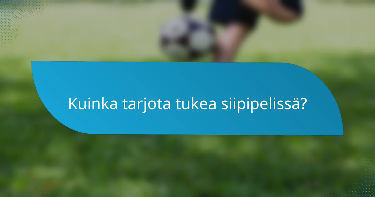 Kuinka tarjota tukea siipipelissä?